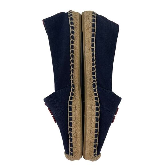 TORY BURCH Weston Navy Red Canvas Slip On Flat Espadrille Sandals Size 8M - Picture 8 of 16